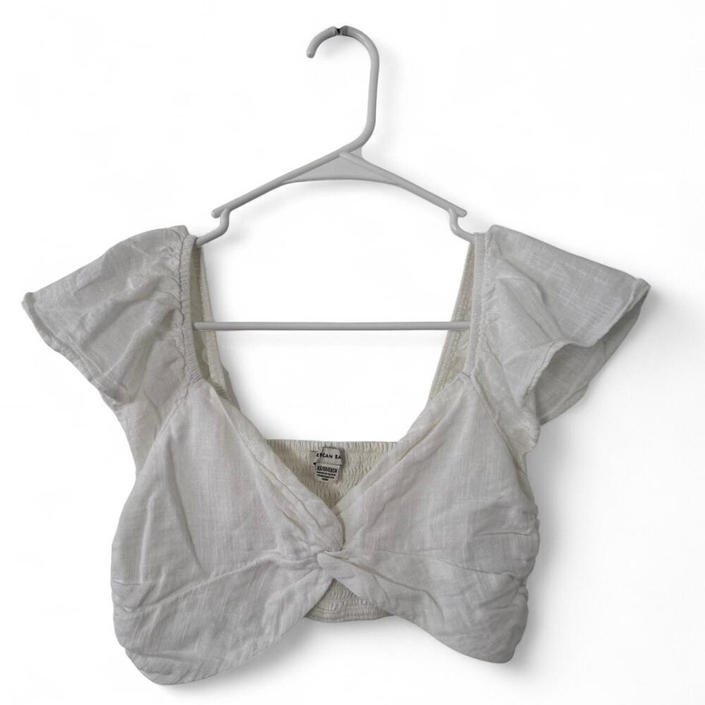 American Eagle 90s boho festival coquette smocked bandeau crop top size XS